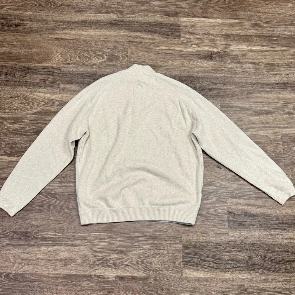 Tommy Bahama Quarter Zip Pullover Sweater Oatmeal Beige Men’s Large - Picture 4 of 7